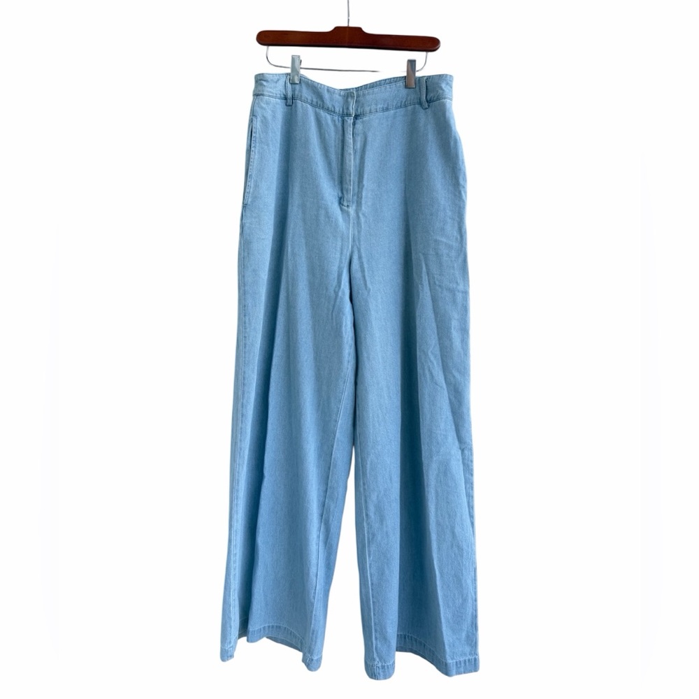 House of Harlow 1960 High Rise Flare Wide Leg Cotton Light Blue Jeans size 10